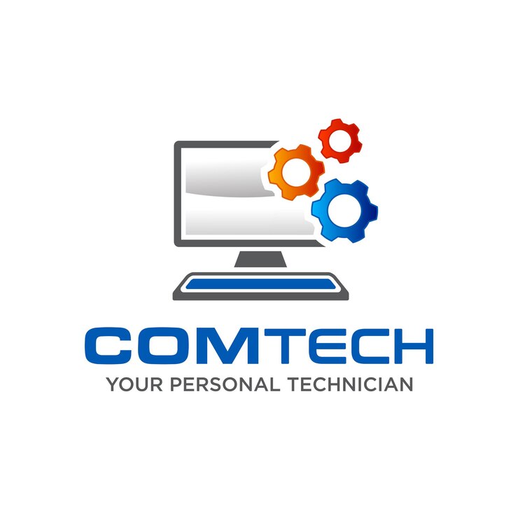 Vector logotipo de solución de problemas informáticos de comtech