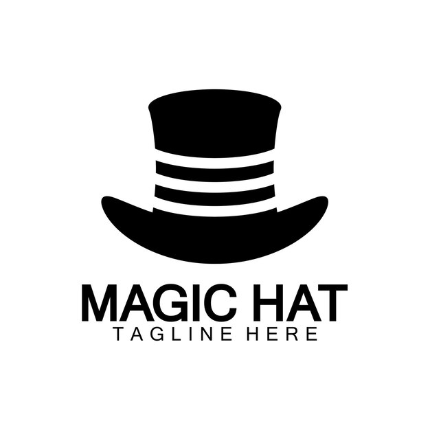 El logotipo del sombrero mágico el patrón vectorial del icono del Sombrero Negro del Mago