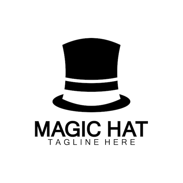 El logotipo del sombrero mágico el patrón vectorial del icono del Sombrero Negro del Mago