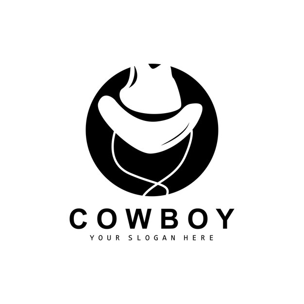 Logotipo de sombrero de vaquero Diseño de vaquero de Texas Icono de silueta vectorial de sombrero de sheriff del país occidental