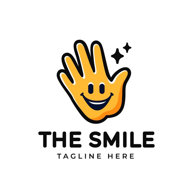 Logotipo de sonrisa de diseño plano dibujado a mano