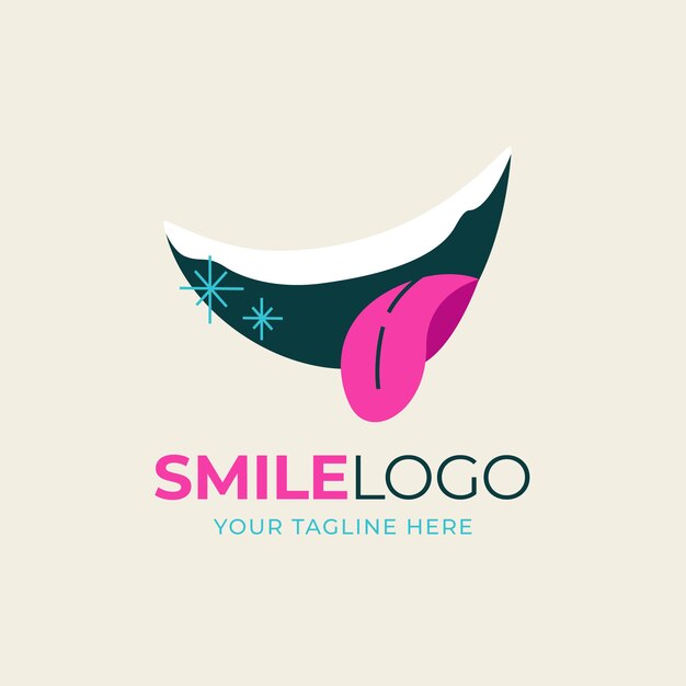 Logotipo de sonrisa de diseño plano dibujado a mano