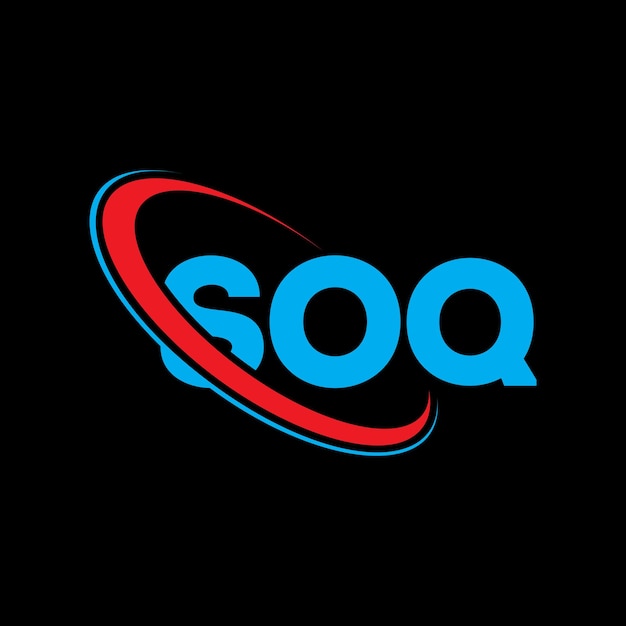 Logotipo de SOQ Diseño de logotipo de letra SOQ Iniciales Logotipo SOQ vinculado con círculo y mayúscula Logotipo de monograma SOQ Tipografía para negocios tecnológicos y marca inmobiliaria