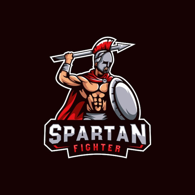 Vector logotipo de spartan warriors, plantilla de logotipo de spartan fighter para e sport gaming o team