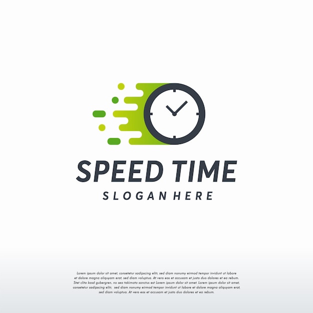 El logotipo speed time diseña el vector conceptual, el logotipo del reloj digital