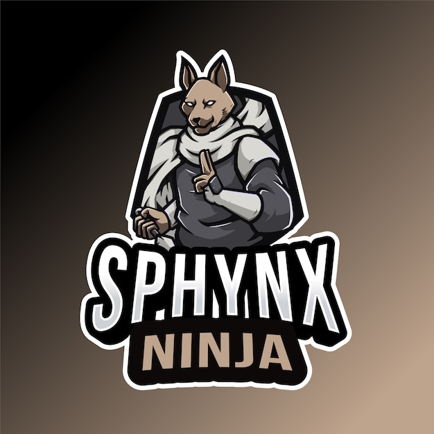 Logotipo de sphynx ninja aislado en negro y gris