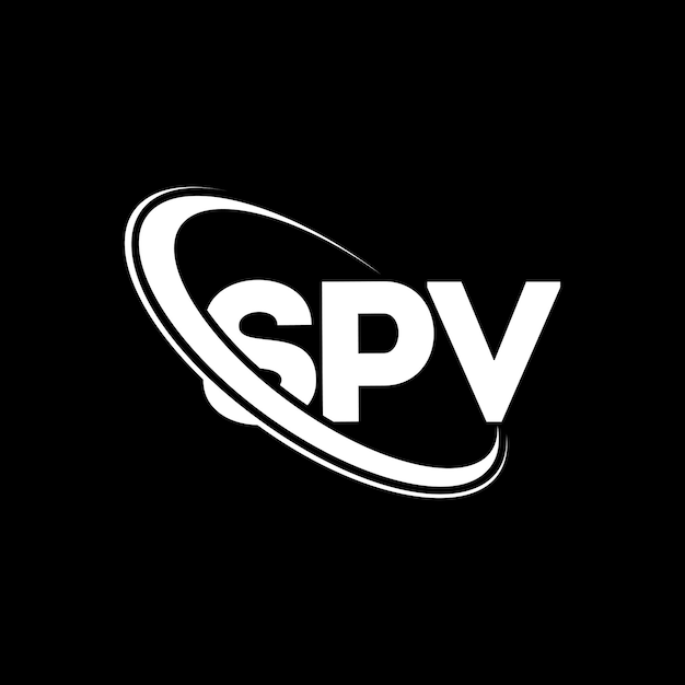 Logotipo de SPV Diseño de logotipo de letra SPV Iniciales Logotipo SPV vinculado con círculo y monograma en mayúscula LogotipoSPV tipografía para negocios tecnológicos y marca inmobiliaria