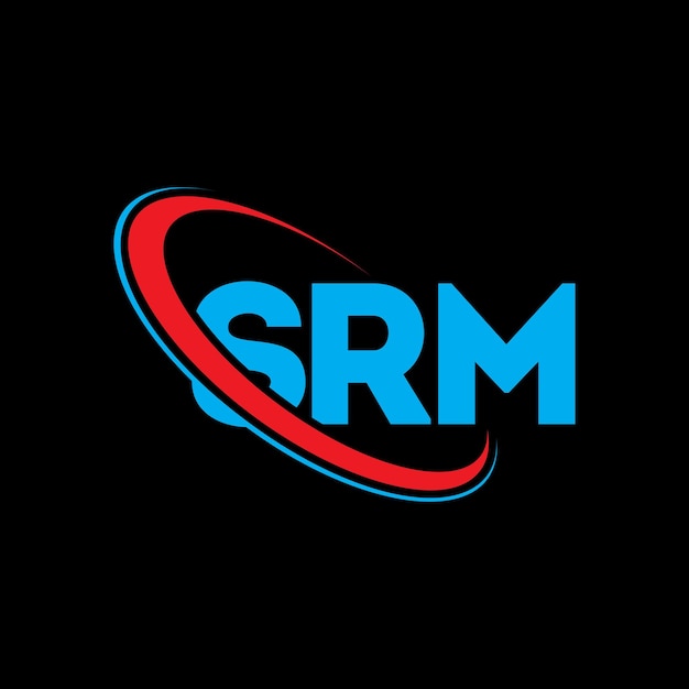 El logotipo SRM, la letra SRM, el diseño del logotipo de la carta SRM, las iniciales SRM, un logotipo vinculado con círculo y monograma en mayúsculas, la tipografía SRM para el negocio tecnológico y la marca inmobiliaria.