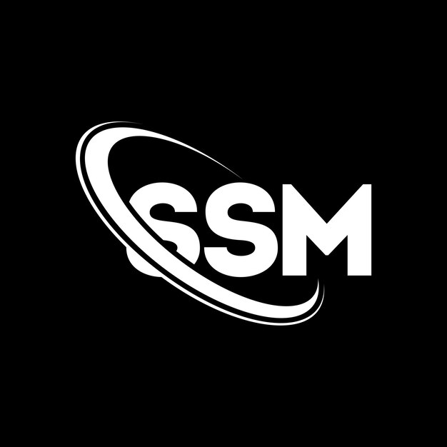 El logotipo de SSM, la letra SSM, el diseño del logotipo de la carta SSM, las iniciales del logotipo SSM, vinculado con un círculo y un monograma en mayúsculas, la tipografía SSM para el negocio tecnológico y la marca inmobiliaria.