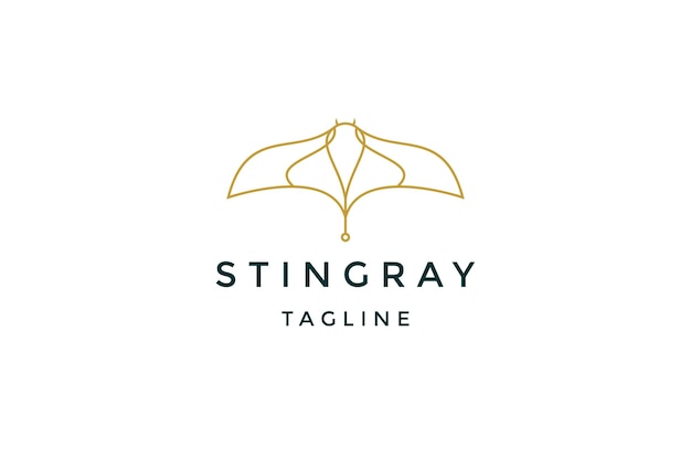 Logotipo de Stingray con vector plano de plantilla de diseño de arte de línea