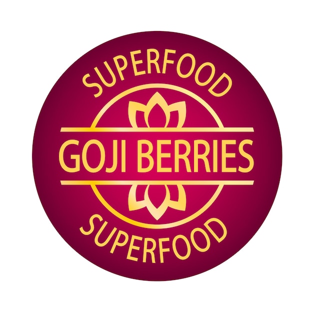 Logotipo de superalimento de bayas de goji Fuente natural de antioxidantes y vitaminas