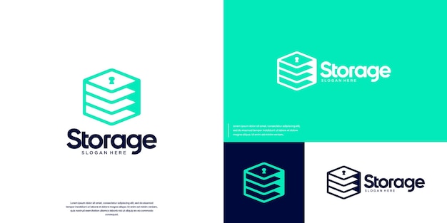El logotipo se superpone con el concepto de vector de tecnología inteligente de seguridad digital del sistema de base de datos