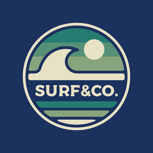 Vector logotipo de surf ilustración vectorial para diseño de logotipos y camisetas