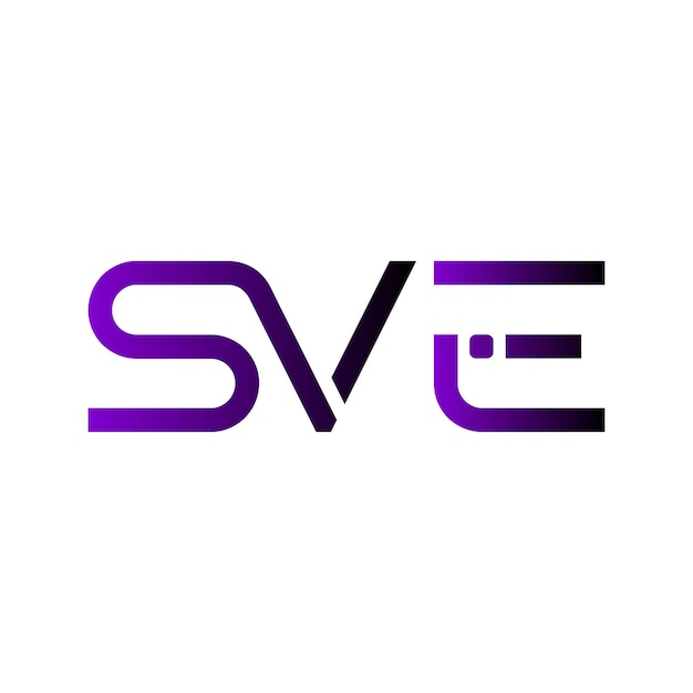 El logotipo de SVE, el gradiente inicial del monograma, el diseño vectorial de la identidad empresarial del sello de letras minimalista moderno