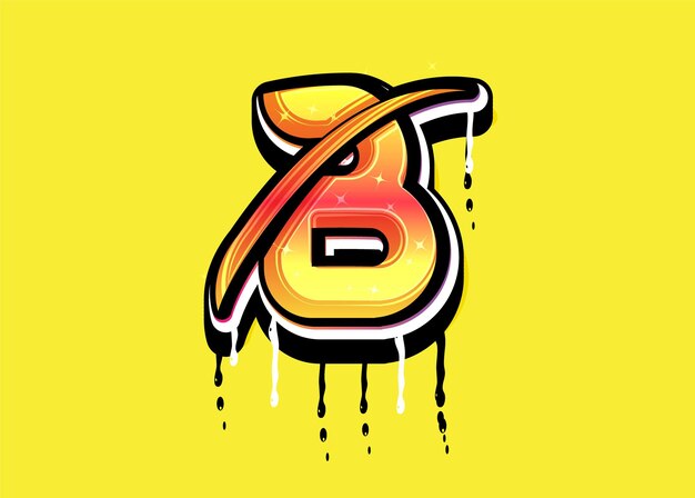 Logotipo de Swoosh de letra B con vector de efecto de goteo