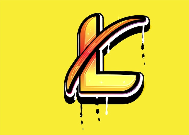 Logotipo de Swoosh de letra L con vector de efecto de goteo