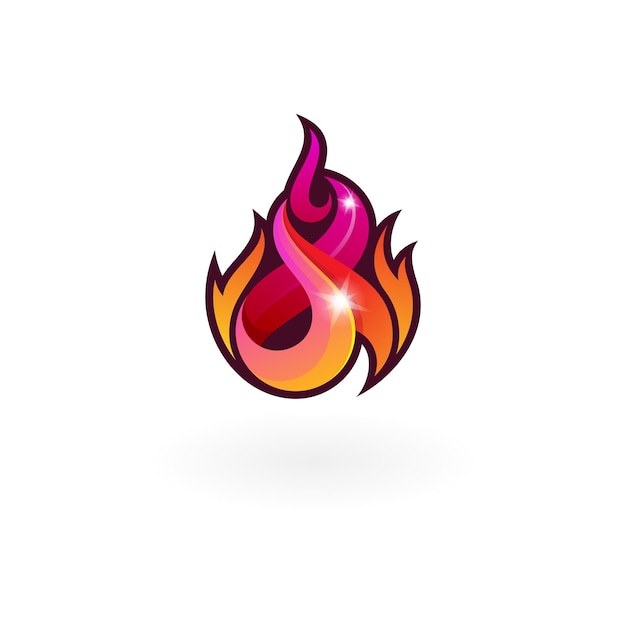 Logotipo de Symbol Fire con iconos calientes de imagen vectorial de diseño brillante