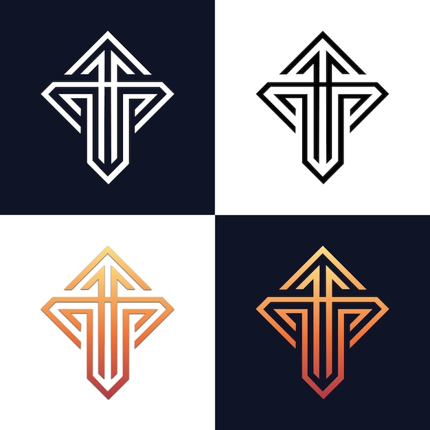Logotipo T moderno con diseño gradiente en fondo oscuro