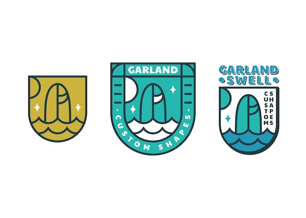 Logotipo de la tabla de surf garland swell