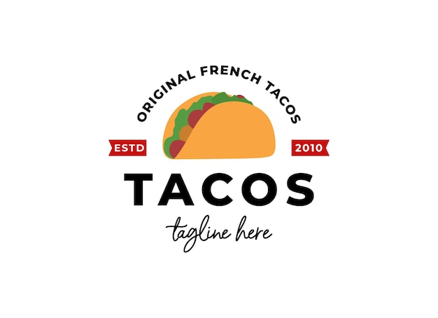 Un logotipo de taco con las palabras tacos franceses originales.
