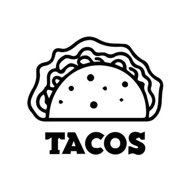 El logotipo de Tacos es una ilustración vectorial de alimentos mexicanos.