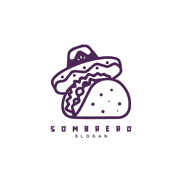 Logotipo de tacos de sombrero monoline simple Logotipo de tacos mexicanos para su marca o negocio