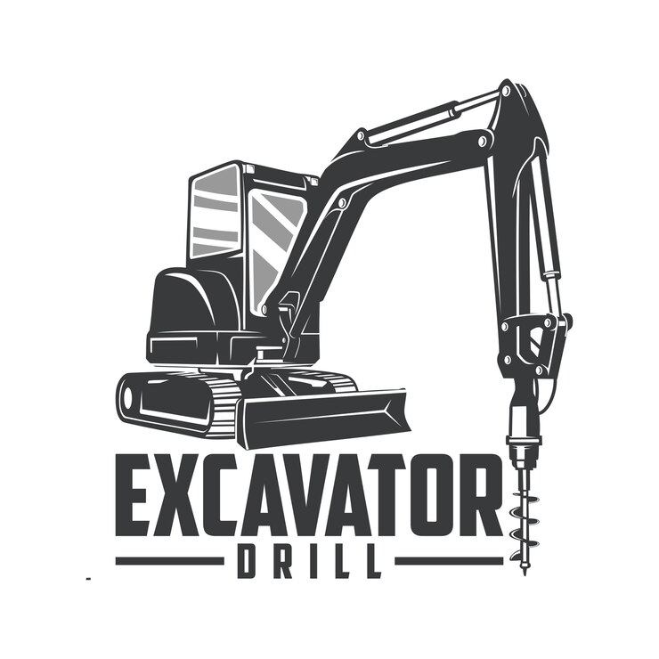 Logotipo de taladro de excavadora