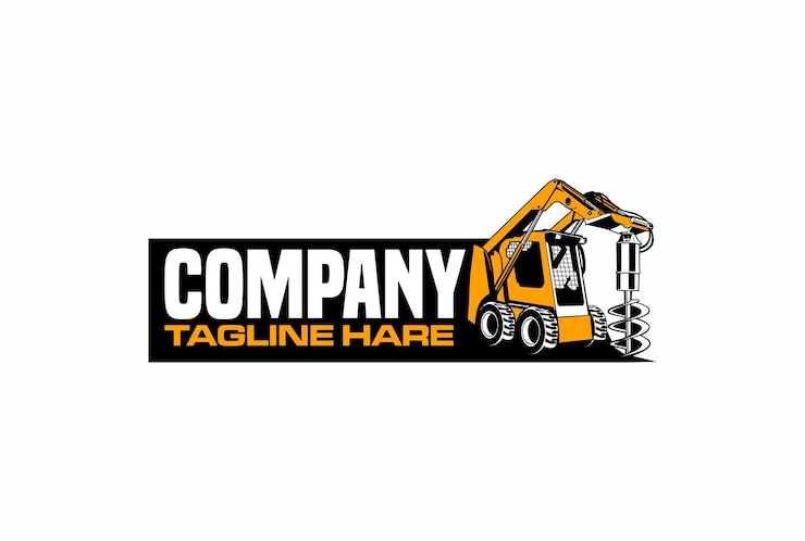logotipo de taladro de excavadora