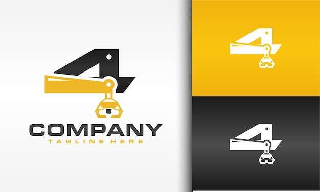 logotipo de taladro de grúa número cuatro