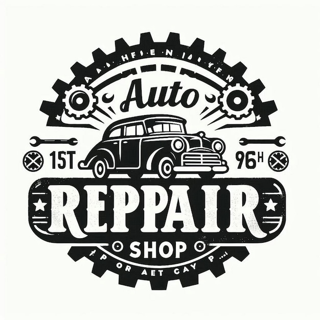 El logotipo del taller de reparación de automóviles
