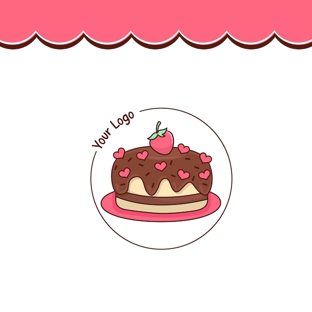 El logotipo de la tarta dulce kawaii Vector