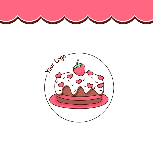 El logotipo de la tarta dulce kawaii Vector