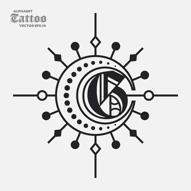 Vector logotipo del tatuaje del alfabeto h