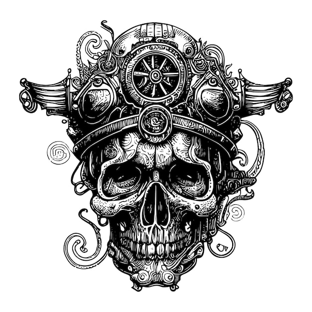 el logotipo del tatuaje del cráneo pirata representa un espíritu rebelde, el amor por la aventura y la voluntad