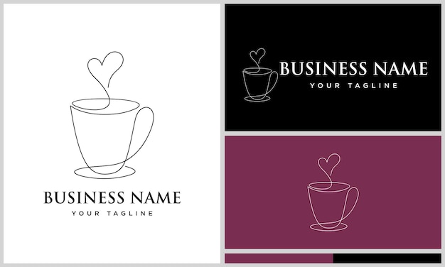 Logotipo de taza de café de arte lineal
