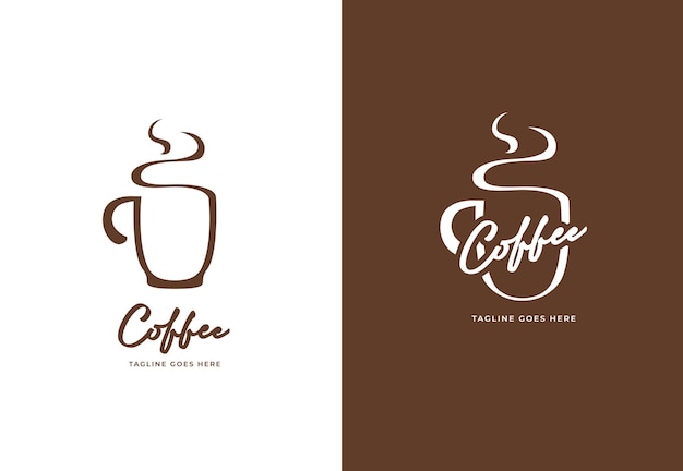 Logotipo de taza de café caliente icono de logotipo de sillhouette de taza de café