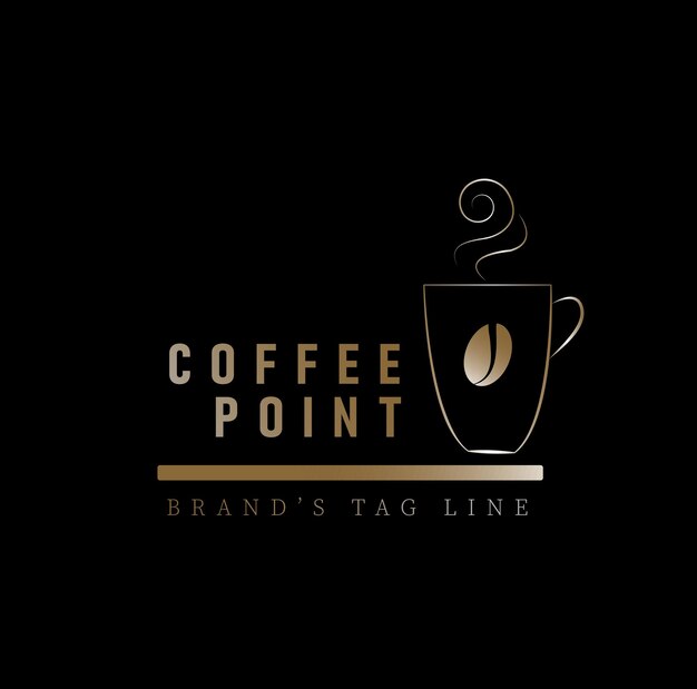 Vector logotipo de la taza de grano de café diseño minimalista del logotipo de la cafetería