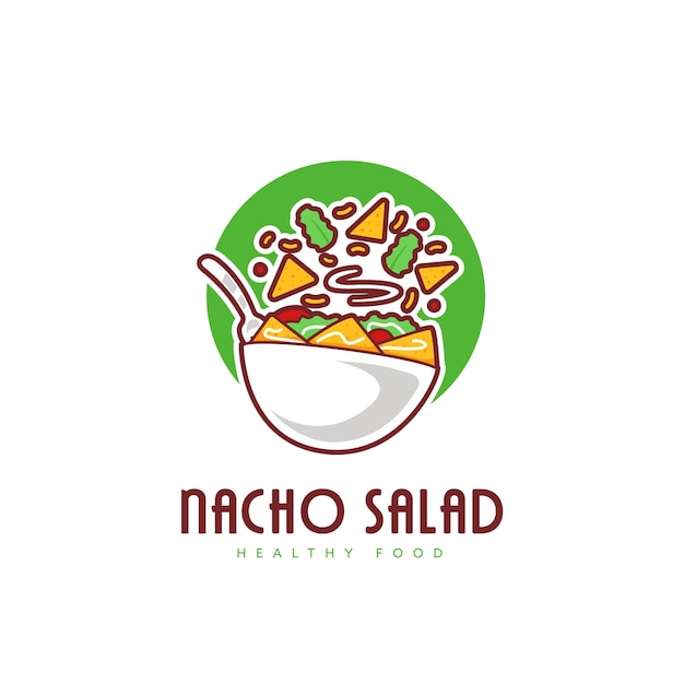 Vector logotipo de tazón de ensalada fresh taco nacho