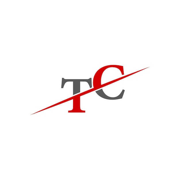 Logotipo TC minimalista con línea diagonal dinámica