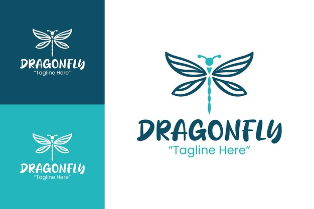 El logotipo de Teal Dragonfly en un estilo elegante y minimalista