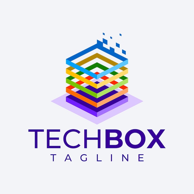 Logotipo de Techbox con un cubo y cubos