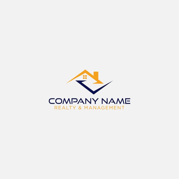 logotipo de techo de casa minimalista de bienes raíces y administración simple