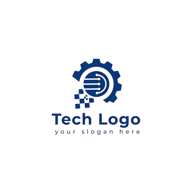 Logotipo de tecnología abstracta Logotipo de tecnología de conexión digital simple Flo redondo creativo