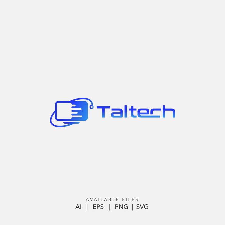 Vector logotipo de tecnología abstracta moderna con datos geométricos e icono de red en azul