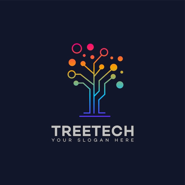 Vector el logotipo de la tecnología del árbol