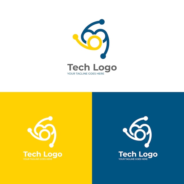 Logotipo de tecnología azul y amarillo Diseño vectorial logotipo minimalista y moderno perfecto para su negocio