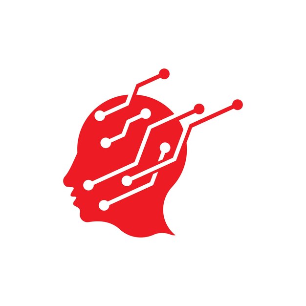 Logotipo de tecnología de cabeza humana de icono abstracto digital