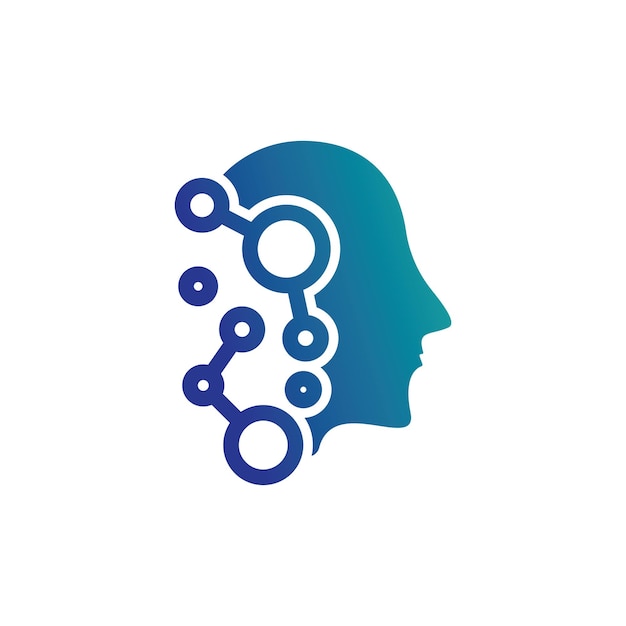 Logotipo de tecnología de cabeza humana de icono abstracto digital