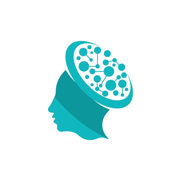 Logotipo de tecnología de cabeza humana de icono abstracto digital