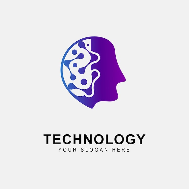 Logotipo de tecnología de cabeza inspiración de diseño de logotipo de plantilla de logotipo de tecnología robótica
